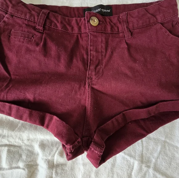 Burgandy Red Cuffed Micro Shorts Size S - Picture 4 of 10